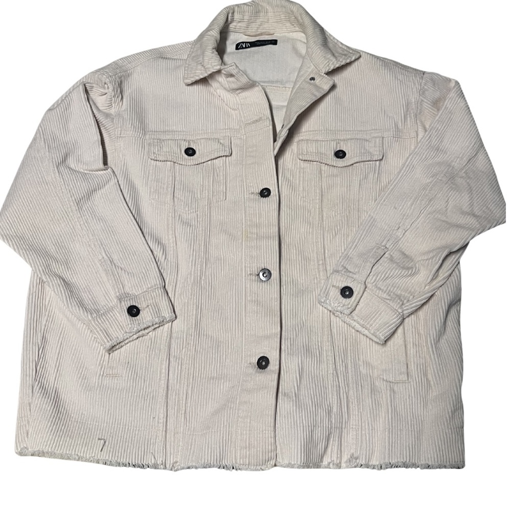 Zara Off-White Corduroy Jean Jacket